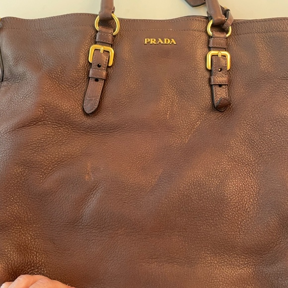 PRADA BROWN DEERSKIN LARGE TOTE BAG - Picture 9 of 10